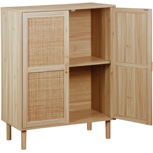 Consola pino rattan