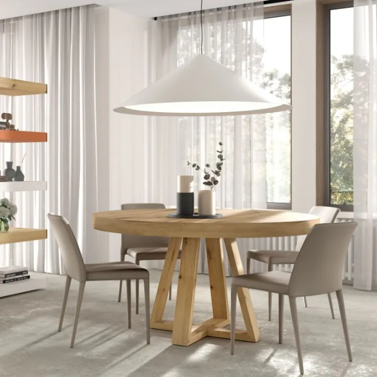 Mesa redonda cruz madera