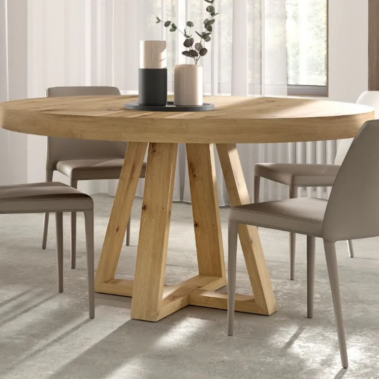 Mesa redonda cruz madera