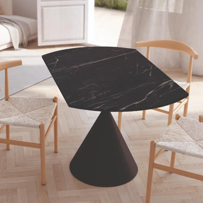 Mesa redonda porcelánico Liger negra