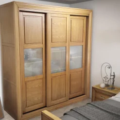 Armario corredero madera de castaño Luz