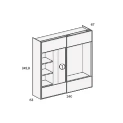 Armario esquinero Cristal Parsol Oscuro
