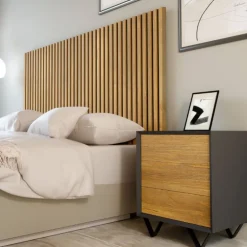 Cabecero listones de madera verticales