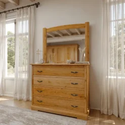 Cómoda-Tocador y espejo de Roble Carolina