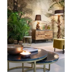 Lámpara de pie rústica troncos