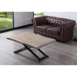 Mesa de centro elevable forma Zoe Roble oscuro