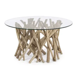 Mesa de centro redonda de teca