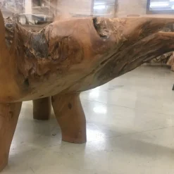 Mesa de centro teca y cristal Unique