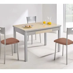 Mesa de cocina extensible Aviñón Blanca cristal