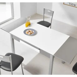 Mesa de cocina extensible Aviñón Blanca cristal