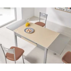 Mesa de cocina extensible Aviñón Blanca cristal