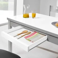 Mesa de cocina extensible Aviñón Blanca cristal