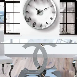 Mesa de comedor cristal cromada CC