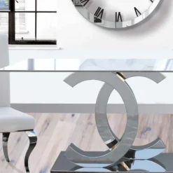 Mesa de comedor cristal cromada CC