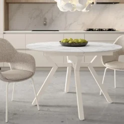 Mesa extensible Broadway blanca porcelánico