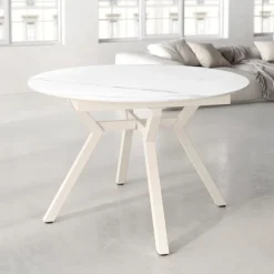 Mesa extensible Broadway blanca porcelánico