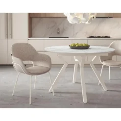 Mesa extensible Broadway blanca porcelánico