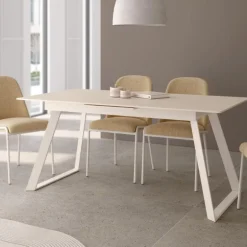 Mesa extensible Madison blanca porcelánico