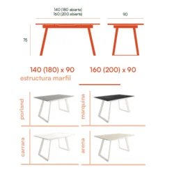 Mesa extensible Madison blanca porcelánico