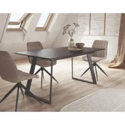 Mesa extensible Madison negra porcelánico