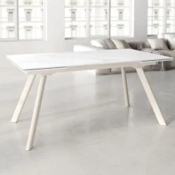 Mesa Nora blanca porcelánico extensible