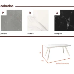 Mesa Nora blanca porcelánico extensible