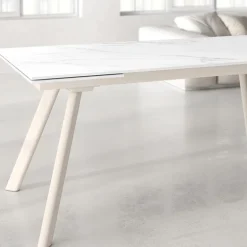 Mesa Nora blanca porcelánico extensible