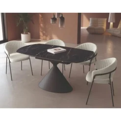 Mesa ovalada extensible porcelánico Liger