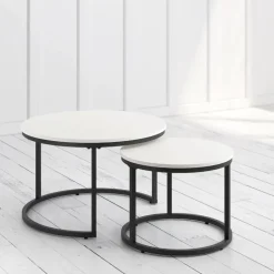 Mesas auxiliares redondas Mile negra