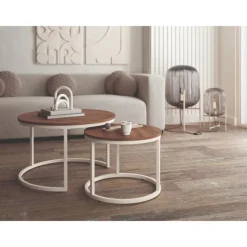 Mesas auxiliares redondas Mile blanca