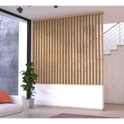 Separador ambientes listones de madera verticales