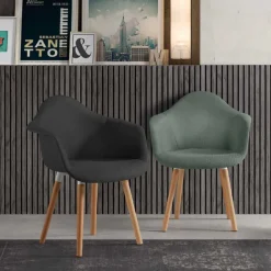 Silla Anna antracita patas madera