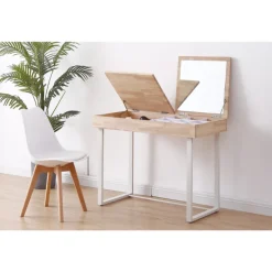 tocador de roble con espejo pretty